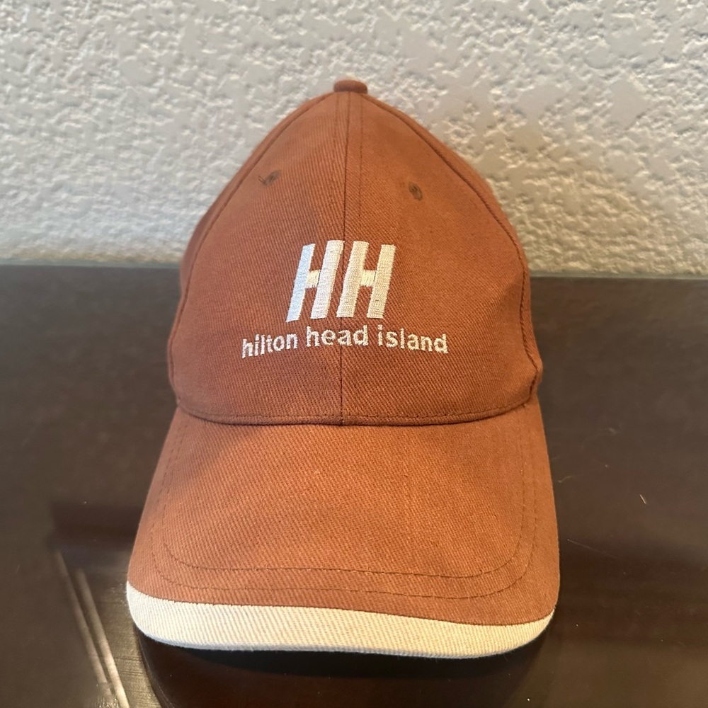 Hilton Head Island Siuth Carolina Rust Brown Tan Embroidered Adjustable Cap